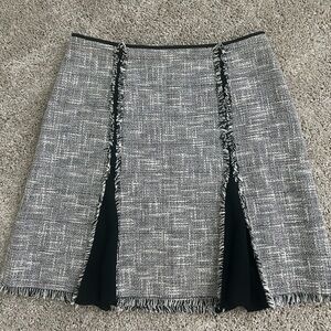 White House Black Market Gray and White Pleated Mini Skirt